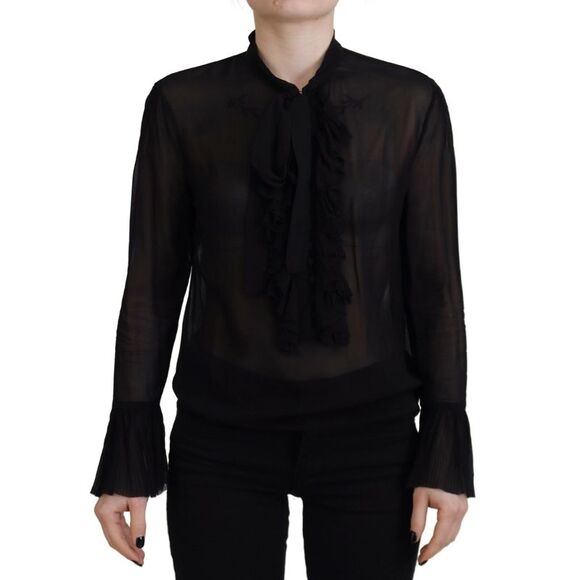 Dsquared² Black Viscose Long Sleeves See Through Blouse Women's Top (Pre-Owned) - Picture 1 of 5